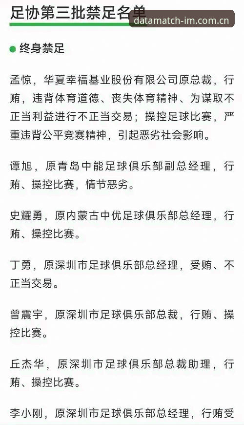 中国足协第三批禁足名单深度解析：电竞视角下的体育诚信实用指南